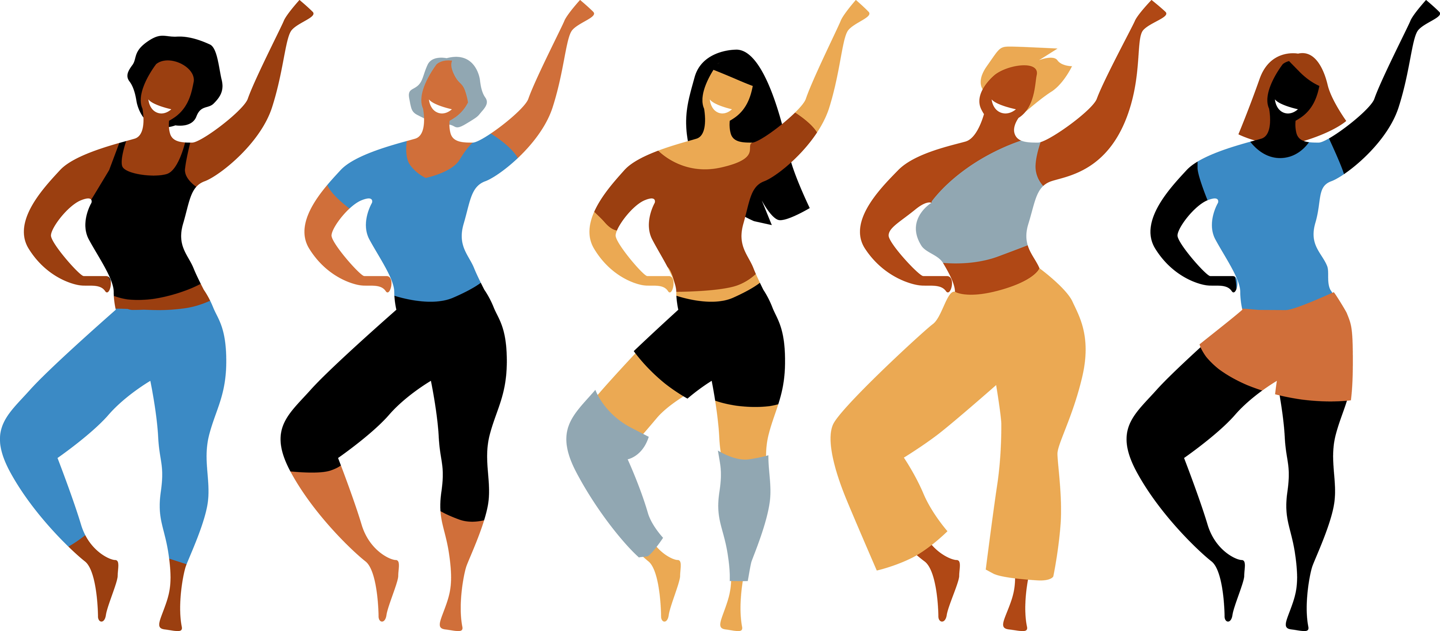 Illustration of 5 people dancing